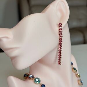 Champagne Pink Linear Drop Earrings With Cubic Zirconia